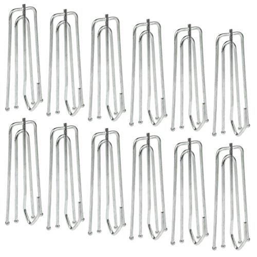 Product Cover baotongle 50 pcs Stainless Steel Curtain Pleater Tape Hooks Stainless Curtain Pleat Hook, 4 Prongs Pinch Pleat Hook ClipTraverse Pleater 4 End Hooks