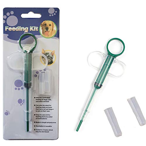 Product Cover LIYU Dogs and cats Medicine Feeder (2 pack) Pet is Given Medicines Medical Feeding Tool Silicone Syringes Super Durable and Reusable Extremely Convenient - Green