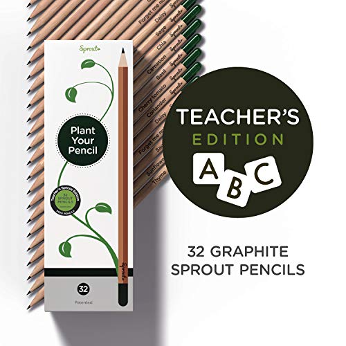 Product Cover Teacher's Edition - Sprout plantable graphite pencils with seeds in eco friendly wood | 32 Pack |Gift set with herbs and flowers