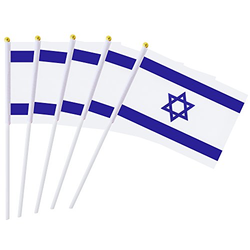 Product Cover 25 Pack Hand Held Small Mini Flag Israel Flag Israeli Flag Stick Flag Round Top National Country Flags,Party Decorations Supplies For Parades,World Cup,Festival Events ,International Festival