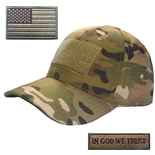 Product Cover Lightbird Tactical Hat with 2 Pieces Military Patches, Adjustable Operator OCP US Flag Hats Cap