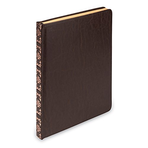 Product Cover Samsill Vintage Hardcover Notebook, Large PU Leather Writing Journal, 7.5 x 10 Inch, 100 Parchment Style Ruled Sheets (200 Pages), Dark Brown