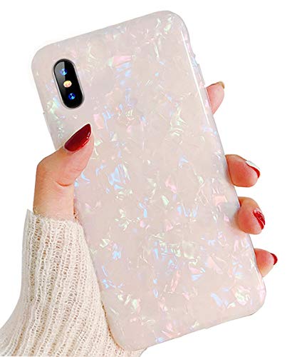 Product Cover J.west iPhone X Case, Opal iPhone X Case Luxury Sparkle Bling Crystal Clear Soft TPU Silicone Back Cover for Girls Women for Apple 5.8