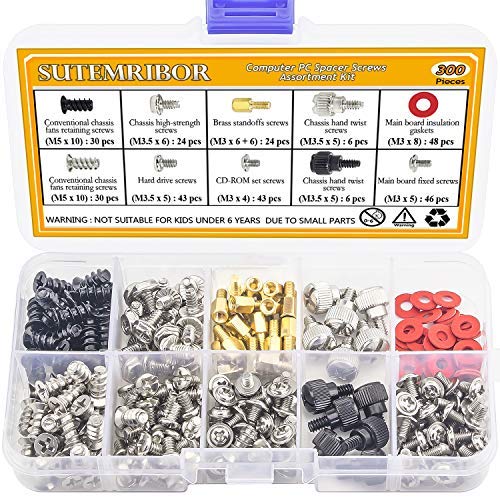 Product Cover Sutemribor 300PCS Personal Computer Screw Standoffs Set Kit for Hard Drive Computer Case Motherboard Fan Power Graphics