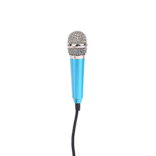Product Cover bjduck99 3.5mm Universal Wire Connect Karaoke Metallic Mini Microphone for Cell Phone PC - Blue