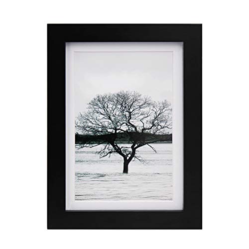 Product Cover Egofine 5x7 Picture Frames - Made of Solid Wood HD Plexiglass for Table Top Display and Wall Mounting Photo Frame Black