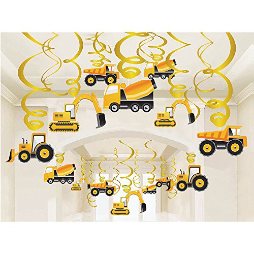 Product Cover LINDOO 30PCS Construction Zone Party Supplies - Car Birthday Hanging Swirl Decorations