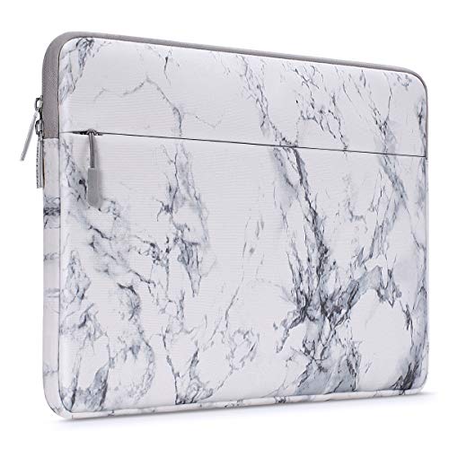 Product Cover MOSISO Laptop Sleeve Compatible with 2019 2018 MacBook Air 13 inch Retina Display A1932, 13 inch MacBook Pro A2159 A1989 A1706 A1708 2016-2019, Canvas Marble Pattern Carrying Bag Cover, White