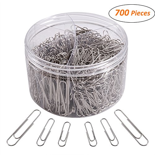 Product Cover 700 Paper Clips,Medium and Jumbo Size,Paperclips for Office School and Personal Use(28 mm,33mm,50 mm) (Silver)