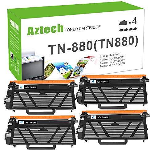 Product Cover Aztech Compatible Toner Cartridge Replacement for Brother TN880 TN-880 (Black,4-Pack)