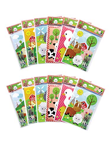 Product Cover Farm Animals Coloring Books with Crayons Party Favors Set of 12
