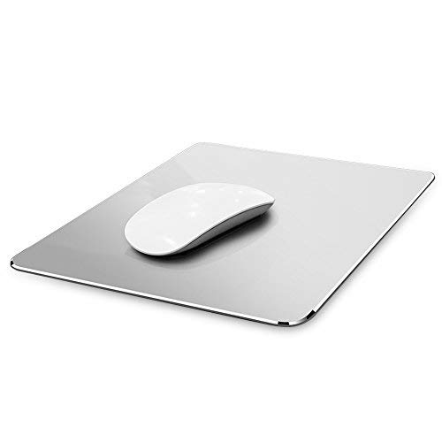 Product Cover Hard Silver Metal Aluminum Mouse Pad Mat Smooth Magic Ultra Thin Double Side Mouse Mat Waterproof Fast and Accurate Control for Gaming and Office(Small 9.05X7.08 Inch)