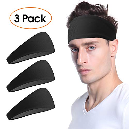 Product Cover JOEYOUNG Sport Headbands & Sweatbands for Men and Women, 3 Pack Workout Headbands Hairbands for Yoga, Running, Crossfit, Cycling, Basketball - Breathable & Non-Slip & Performance Stretch