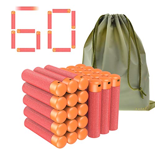 Product Cover Coodoo Mega Darts 60 PCS Refill Pack Compatible Mega Bullets for Nerf N-Strike Mega Series Blasters Toy Gun - Red Foam Darts with Storage Bag