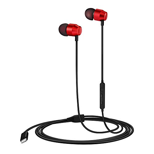 Product Cover PALOVUE Earflow in-Ear Lightning Headphones Magnetic Earphones MFi Certified Earbuds with Microphone Controller Compatible iPhone X/XS/XS Max/XR iPhone 8/P iPhone 7/P (Metallic Red)