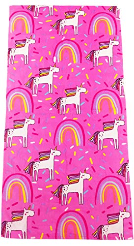 Product Cover YIFONTIN Kids Beach Towels Velvet Terry Towel 24x48 inches Cotton for Bath Swim Travel, Unicorn Pink.