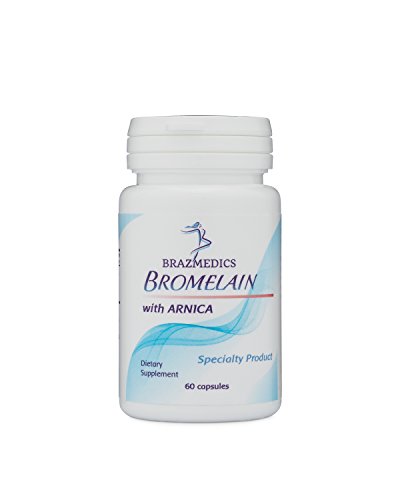 Product Cover Brazmedics Bromelain with Arnica Tablets, 60 tablets, Plastic Surgeon developed to reduce bruising, inflammation, and pain, and to assist in natural healing