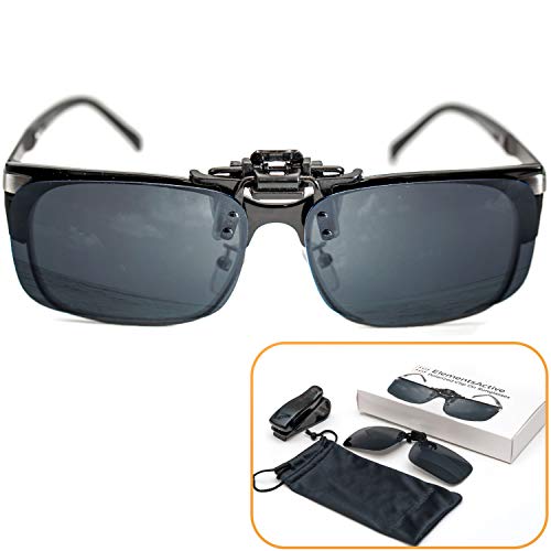 Product Cover Polarized Clip-on Driving Sunglasses with Flip Up, Anti-Reflective UV400, Large