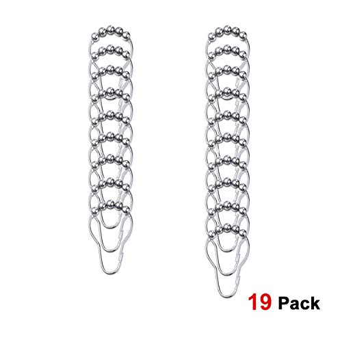 Product Cover Riyidecor 18 Pack Metal Shower Hooks Chrome Stainless Steel Shower Curtain Rings for Bathroom Shower Curtain Rod Rustproof