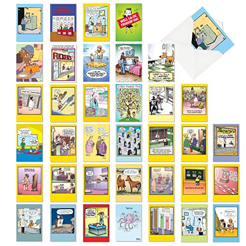 Product Cover Favorite Toons Collection - 36 Adult Mixed Occasion Greeting Cards with Envelopes (4.63 x 6.75 Inch) - Bulk Assortment of Comic Cartoon Notecards - Funny Boxed Note Card Set AC6740XXG-B1x36