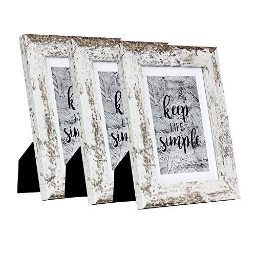 Product Cover Home&Me 5x7 White Picture Frame 3 Pack - Made to Display Pictures 4x6 with Mat or 5x7 Without Mat - Wide Molding - Wall Mounting Material Included