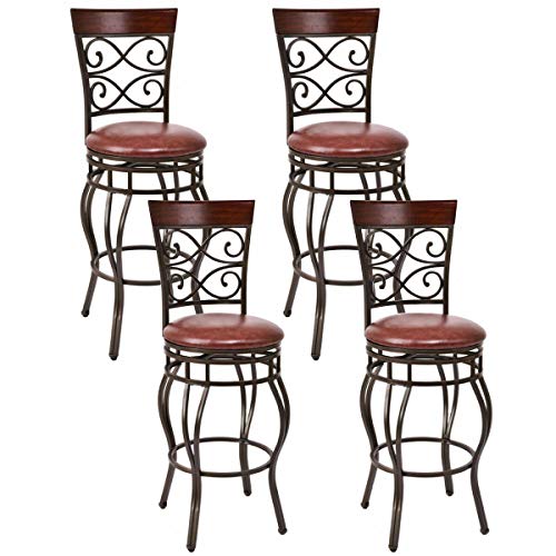 Product Cover COSTWAY Bar Stools Set of 4, 360 Degree Swivel, 30