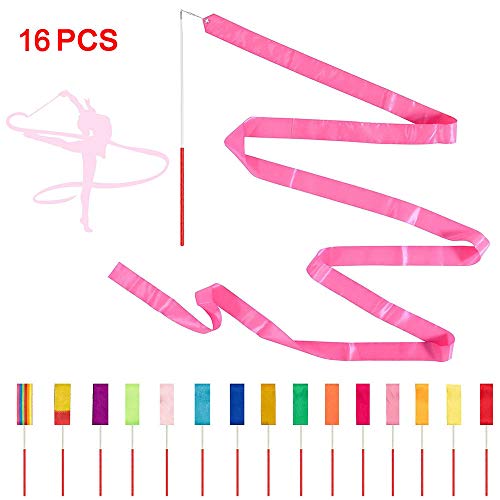 Product Cover ChangSheng 16 Pcs Colors Rhythmic Gymnastics Ribbon, Silk Ribbon For Children's Toys And Wedding Steamers, Party Steamers