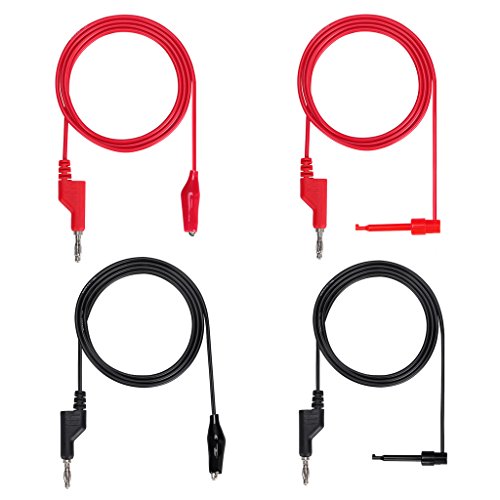 Product Cover Sumnacon Multimeter Test Lead Set - Stackable Banana Plug to Minigrabber, Banana Plug to Alligator Clips Test Cable Kit, Flexible Silicone Electrical Test Wire Leads with Protective