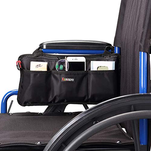 Product Cover kemimoto Wheelchair Side Bag for Back of Chair & The Armrest, Wheelchair Accessories Storage Bag Pouch