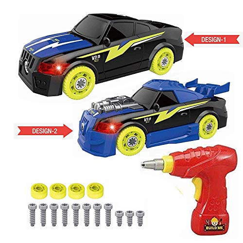 Product Cover Take Apart Sports Car with Electric Drill and 26 Car Modification Pieces, Build Your Own Take A Part Toys with Lights and Sounds, Toy Vehicle Assembly Set for Ages 3 and Up