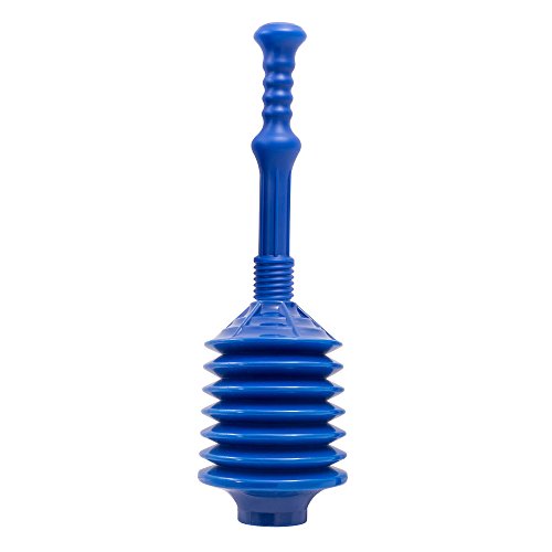 Product Cover Professional Bellows Accordion Toilet Plunger, High Pressure Thrust Plunge Removes Heavy Duty Clogs From Clogged Bathroom Toilets, All Purpose Commercial Power Plungers For Any Bathrooms, Blue