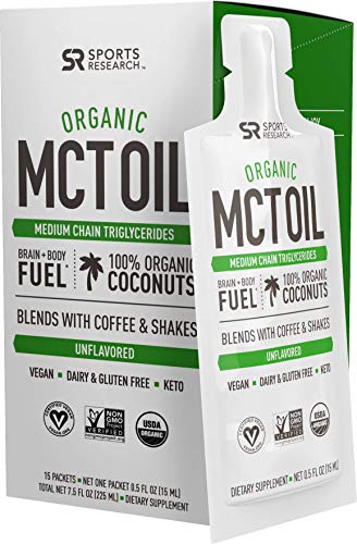 Product Cover Organic MCT Oil Travel Packets (15 per Box) | Great in Keto Coffee,Tea, Smoothies & Salad Dressings | Non-GMO Project Veified & Vegan Certified (Unflavored)