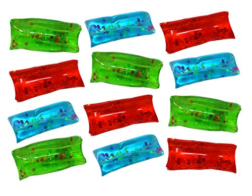 Product Cover Water Wiggler Stress Reliever Sensory Toy - 2 Inch Water Snakes with Colorful Beads and Glitter (Pack of 12)