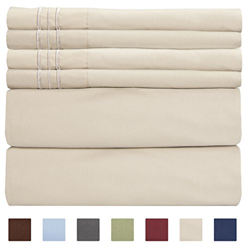 Product Cover Extra Deep Pocket Sheets - 6 Piece Sheet Set - Queen Sheets Deep Pocket- Extra Deep Pocket Queen Sheets - Deep Fitted Sheet Set - Extra Deep Pocket Queen Size Sheets - Easily Fits Extra Deep Mattress