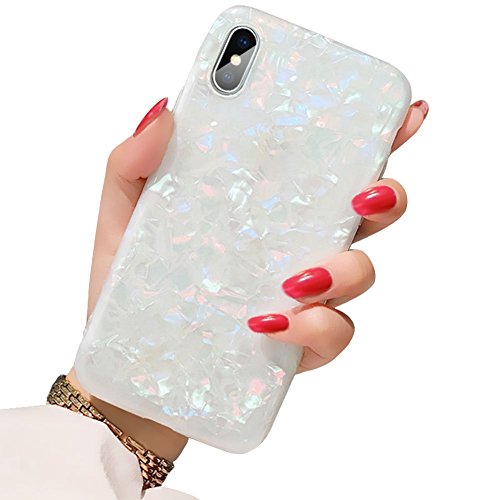 Product Cover BOFTALE for iPhone X/XS Case,Girls Women Sparkling Shiny Soft TPU Silicone Back Cover Cute Slim Fit Full Protection Glitter Pearly-Lustre Translucent Shell Pattern Protective Phone Case (Colorful)