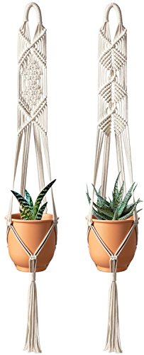Product Cover Mkono Macrame Plant Hanger Hanging Planter Wall Art Boho Home Decor 41 Inches, Set of 2