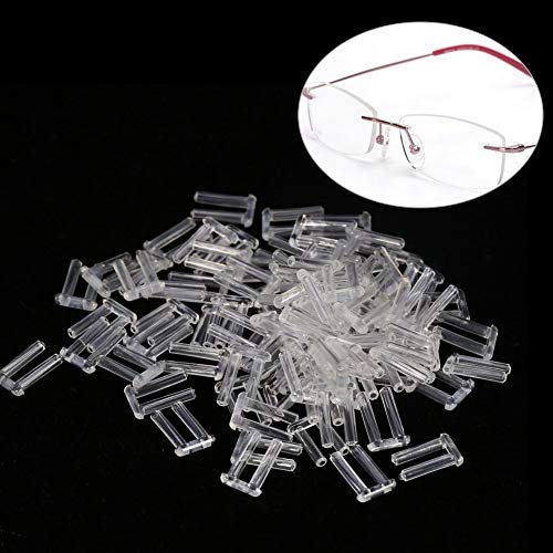 Product Cover Rimless Frames Sleeves, 100pcs New Clear Plastic Compression Sleeves for Rimless Glasses Fixing Accessories Tools(1.6 * 0.8 * 7.0mm)