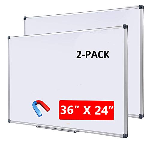 Product Cover Magnetic Dry Erase Board with Removable Marker Tray| Commercial Quality Wall-Mounted Aluminum Message Presentation White Board for Kids, Students & Teachers (36