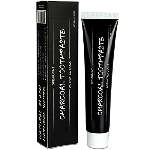 Product Cover Charcoal Teeth Whitening Toothpaste-ESSLUX Natural Teeth Whitener with Activated Charcoal for Tooth Whitening and Fresh Breath, Fluoride Free - Spearmint