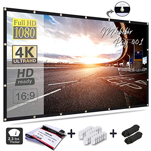 Product Cover Mdbebbr 120 inch Projection Screen 16:9 HD Foldable Anti-crease Portable Projector Movies Screen for Home Theater Outdoor Indoor Support Double Sided Projection
