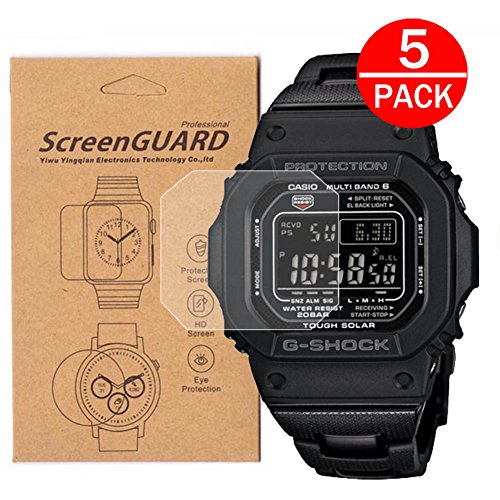 Product Cover [5-Pack] for Casio GW-M5610 / GWM5610 Watch Screen Protector, Full Coverage Screen Protector Watch HD Clear Anti-Bubble and Anti-Scratch for GW-M5610 /G-5600 /GLS-5600