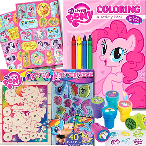 Product Cover My Little Pony Coloring Book with Crystal Masterpiece Set - 32-page Coloring Book, My Little Pony Stickers, Crayons and Stampers