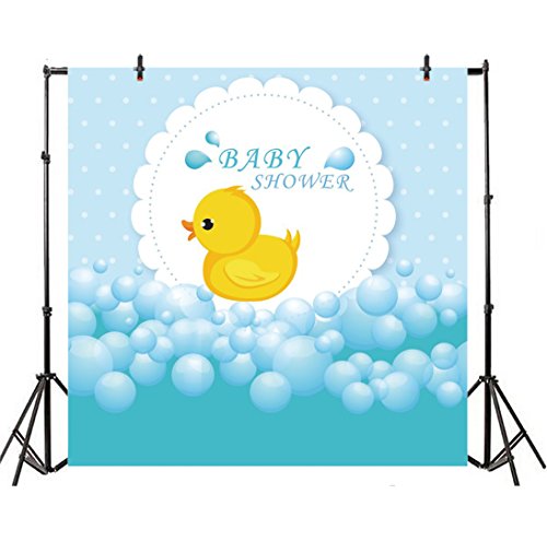 Product Cover Leyiyi 5x5ft Photography Backdrop Rubber Duck Baby Shower Background Bubble Bath Water Drops Room Interior Decor Birth Celebration Wallpaper Duckling Swimming Photo Portrait Vinyl Video Studio Prop