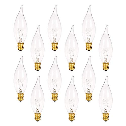 Product Cover Holiday Joy - Crystal Clear Bent Tip Candelabra Replacement Bulbs - Great for Electric Window Candle Lamps - 7W - 120 Volts - E12-12 Pack