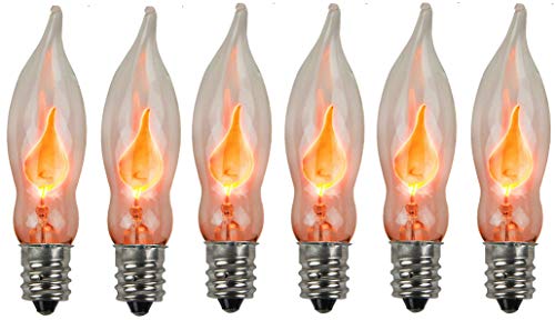 Product Cover Holiday Joy - Flicker Flame Crystal Clear Flame Tip Candelabra Replacement Bulbs - Great for Electric Window Candle Lamps - CA5 - E12-1 Watt - 120 Volts (6 Pack)