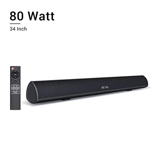 Product Cover 80Watt 34Inch Sound bar, BYL Soundbar Bluetooth 5.0 Wireless and Wired Home Theater Speaker (DSP, Bass Adjustable, Optical Cable Included, Worry-Free 90-Day Trial, 2019 Upgraded)
