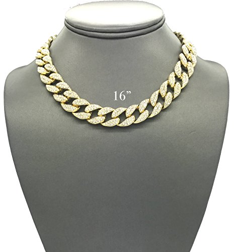 Product Cover Pyramid Jewelers Mens Iced Out Hip Hop Gold Tone CZ Miami Cuban Link Chain Choker Necklace