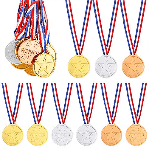 Product Cover Pllieay 24 Pieces Winner Medals Gold Silver and Bronze Medals for Party Decorations and Awards