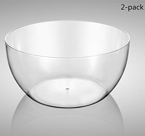 Product Cover Large Salad Bowl, Circular Shaped In Premium Acrylic Break Resistant Clear, 146 Ounce 2 Count