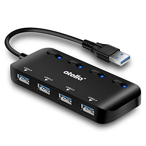 Product Cover USB 3.0 hub Splitter - USB Extender 4 Port USB Ultra Slim Data hub with Individual Power Switch and led